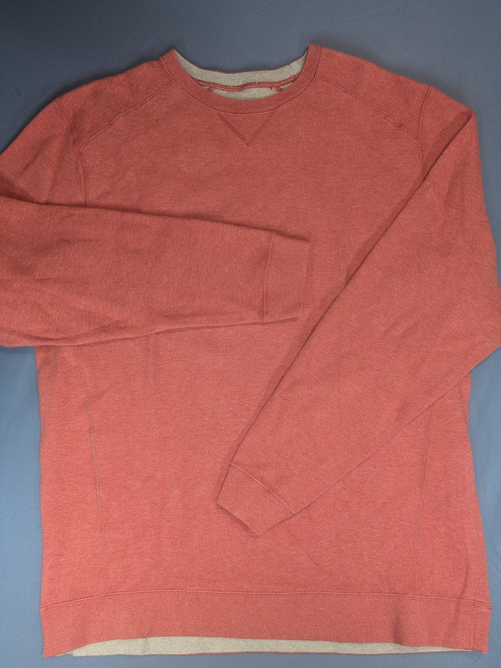 Tommy Bahama Mens Reversible Crewneck Sweatshirt Coral Orange Marlin Logo L/XL